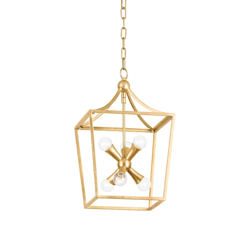 Six Light Lantern from the Kendall Collection in Vintage Gold Leaf Finish by Mitzi