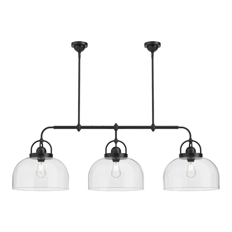 Three Light Linear Pendant from the Lancaster Collection in Aged Gold|Chrome|Matte Black Finish by Alora