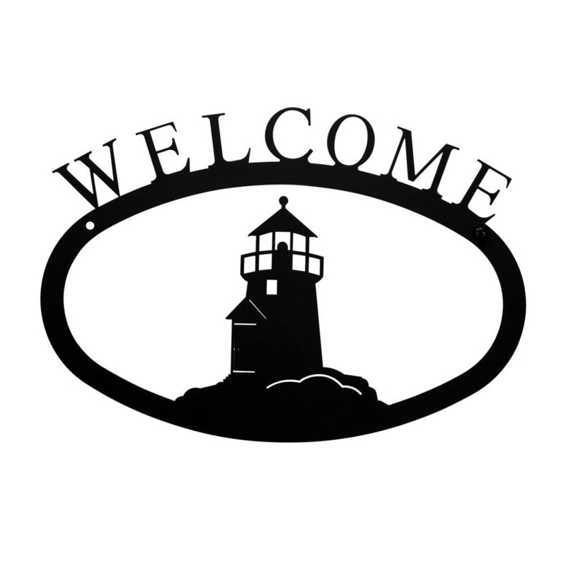 Village Wrought Iron WEL-10-S Lighthouse Welcome Sign Small
