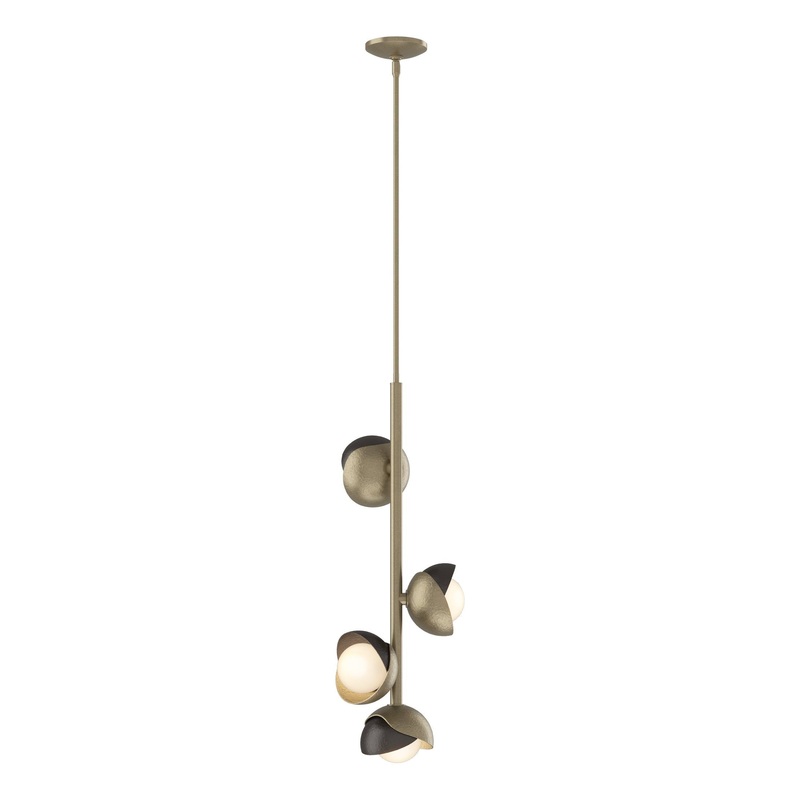 Brooklyn 4-Light Double Shade Vertical Pendant Soft Gold Oil Rubbed Bronze