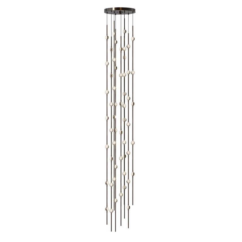 Constellation Andromeda Tall 12″ Round LED Pendant Espresso Black with Clear Faceted Acrylic 2700K 20′ Adjustable Cord