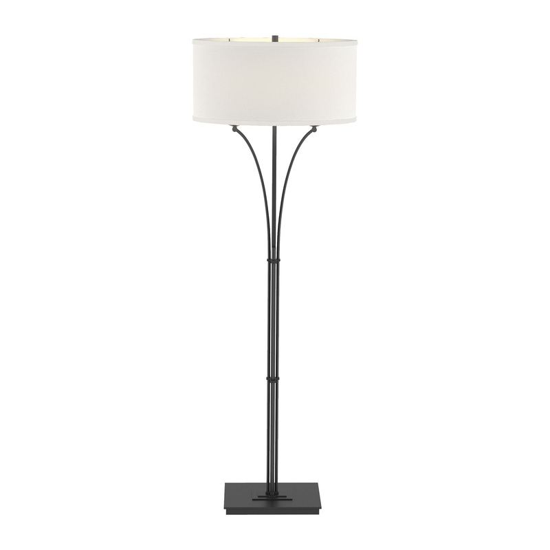 Contemporary Formae Floor Lamp Black Natural Anna Shade (SF)