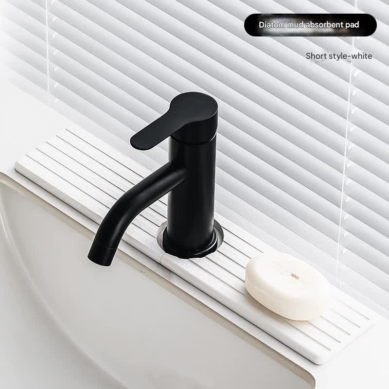 Diatom Mud Faucet Splash Guard & Absorbent Mat – Quick Dry, Non-Slip Sink Organizer(white)