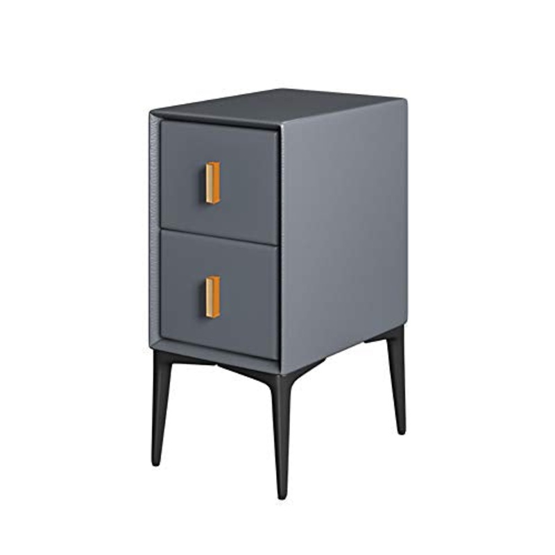 JKGHK Comodino in Legno Massello con 2 Cassetti, Tavolino Laterale Piccolo con Portaoggetti, Schedario, Ripiani per Archiviazione per Ufficio in Casa,Blue Gray