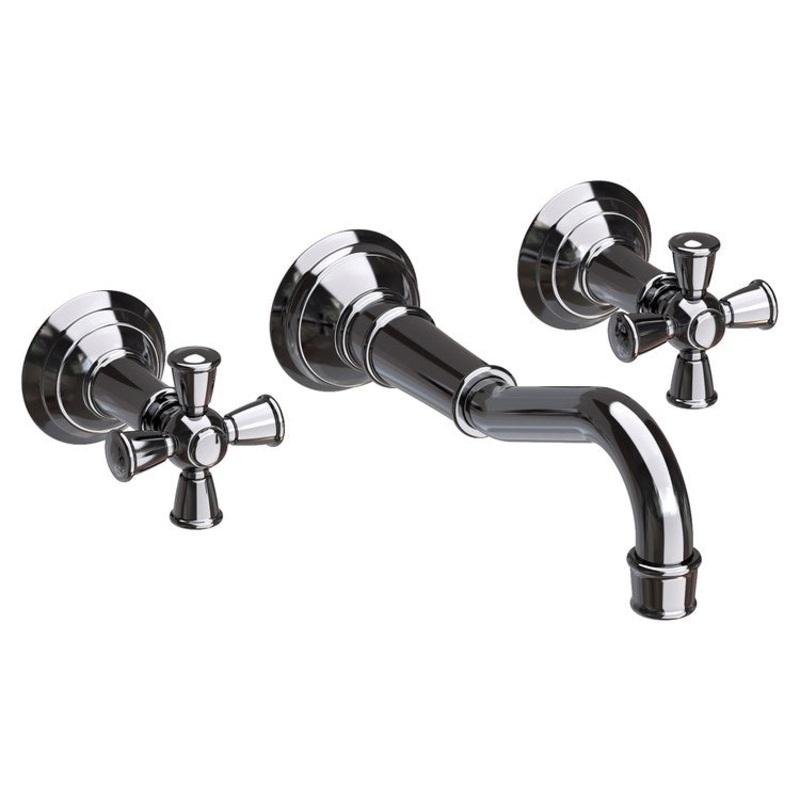 Lavatory Trim Jacobean Wall Mount 2 Cross Midnight Chrome ADA Low Arc 1.2 Gallons per Minute