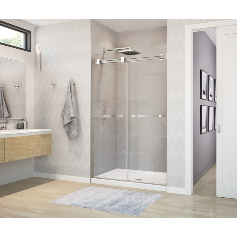 MAAX 136271-900-290-000 Duel 44-47 x 70 -74 in. 8 mm Bypass Shower Door for Alcove Installation with Clear glass in Brushed Nickel & Matte White