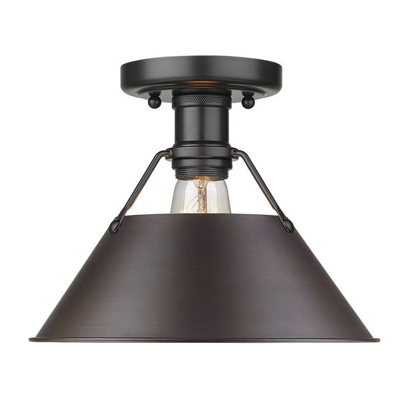 One Light Flush Mount from the Orwell Collection in Matte Black Finish by Golden