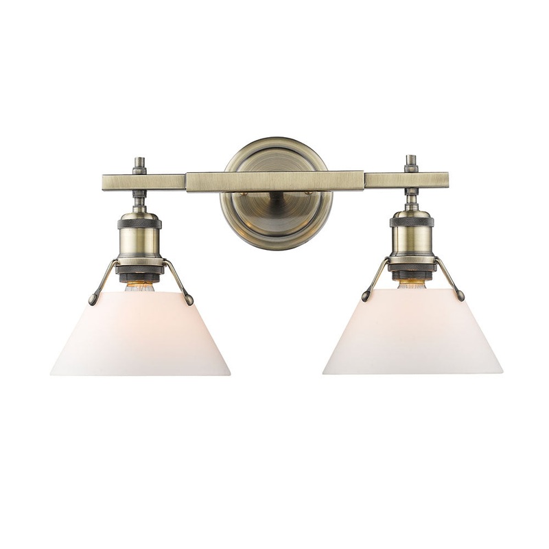 Orwell AB 2 Light Bath Vanity in Aged Brass with Opal Glass Shade