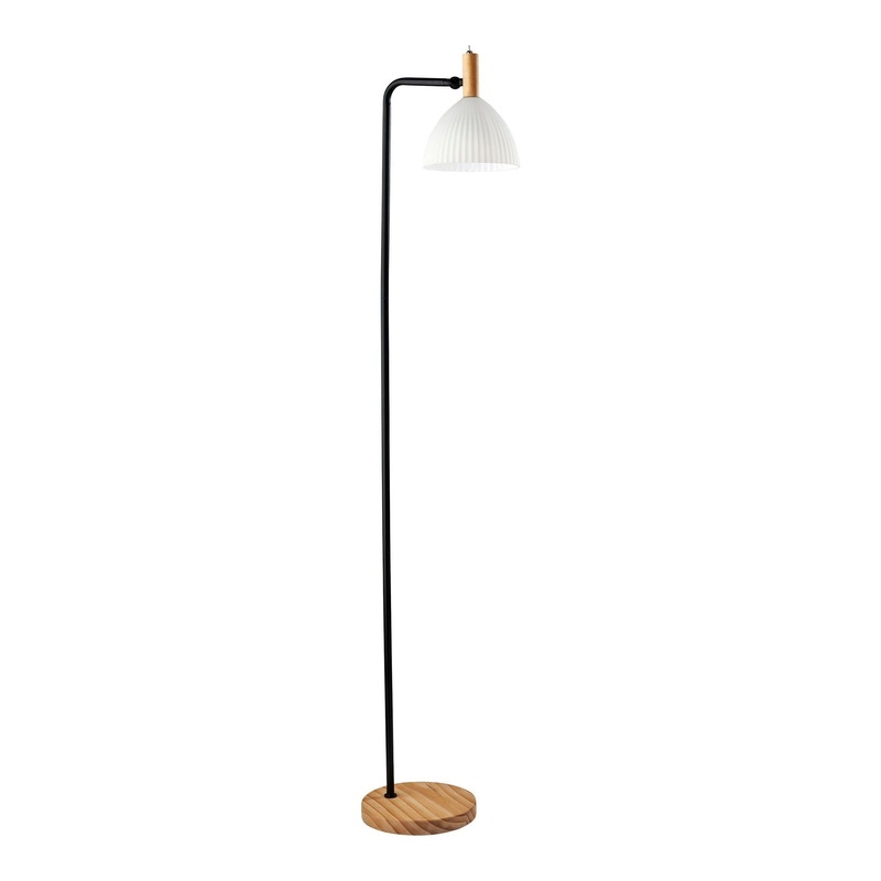 Peyton Floor Lamp Black & Natural Wood