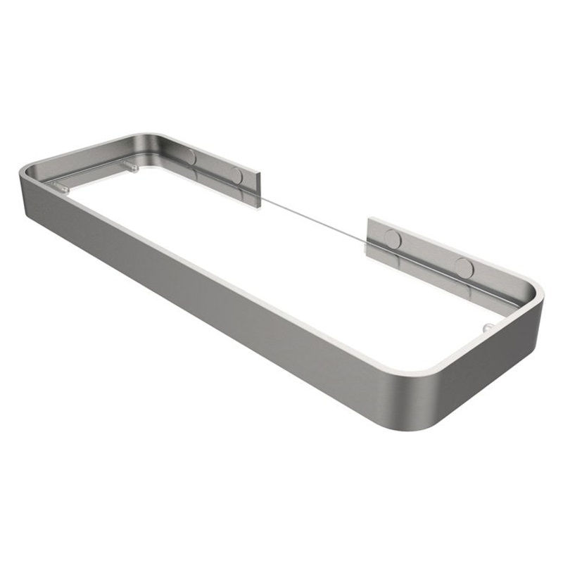 Shower Basket Odile Suite Rectangular Shelf with Clear Glass Brushed Chrome 13.5 x 4.5 Inch Glass/Aluminum Wall Mount
