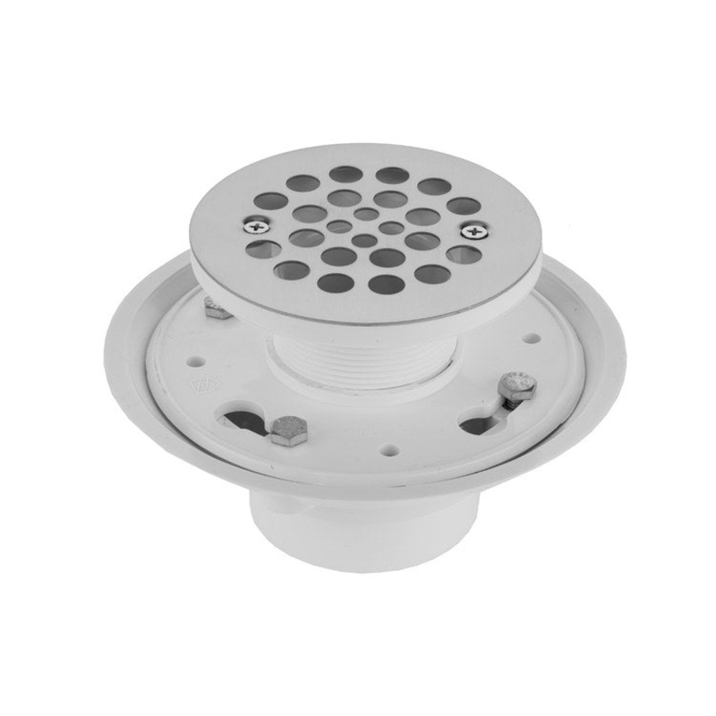 Shower Drain Complete Round 4-1/4 Inch Matte Black PVC/Stainless Steel for 2 or 3″ PVC