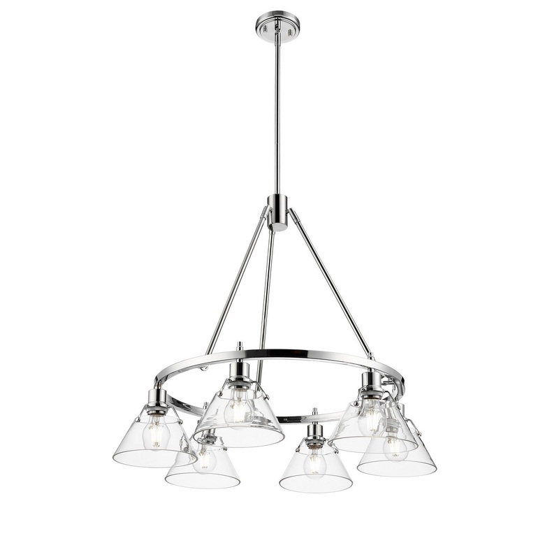 Six Light Chandelier from the Orwell Collection in Chrome Finish by Golden