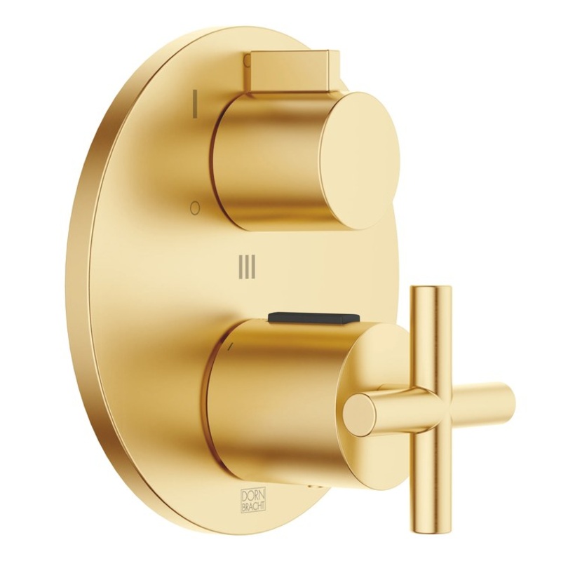 Thermostatic Trim TARA Concealed with 3 Way Volume Control 2 Cross/Knob Brushed Durabrass ADA