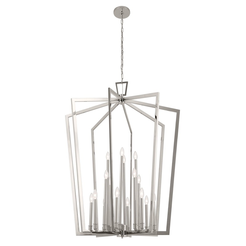 16 Light Foyer Pendant from the Abbotswell Collection in Polished Nickel Finish by Kichler