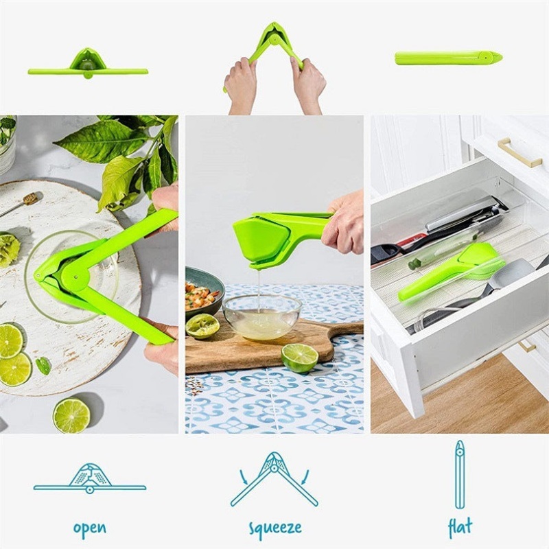 3 Pcs Green Easy-Squeeze Manual Citrus Juicer – Durable Lemon & Orange Squeezer with Pour Spout, Food-Grade PP
