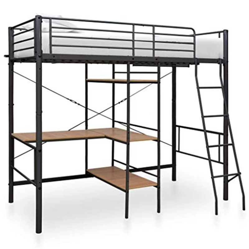 BIGTO – Struttura per letto a castello con struttura in metallo, per camera da letto, colore: grigio, 90 x 200 cm