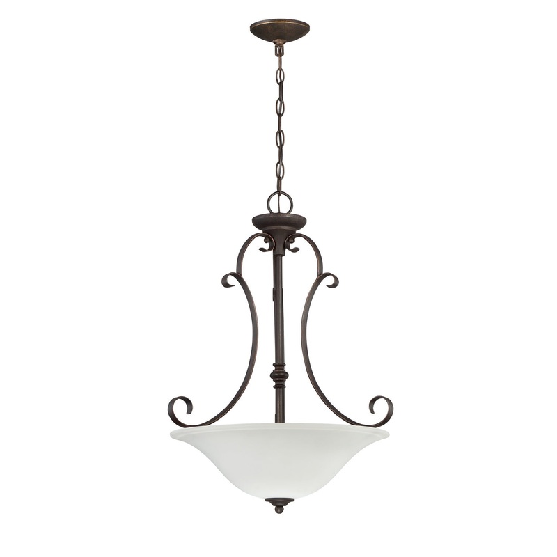 Craftmade 24243-MB-WG Barrett Place Three Light Inverted Pendant Mocha Bronze (Discontinued)