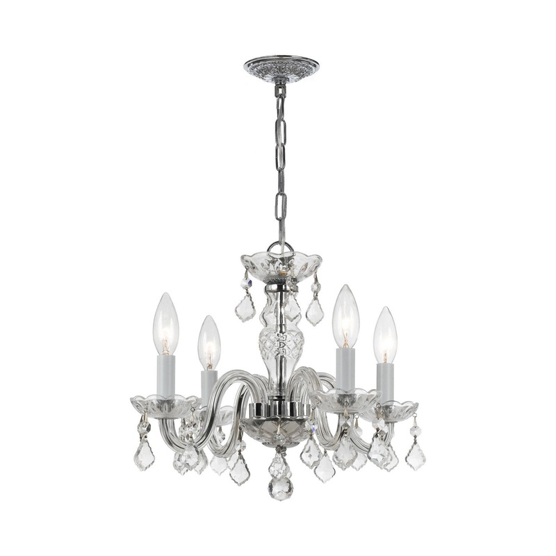 Crystorama 1064-CH-CL-MWP Traditional Crystal Four Light Mini Chandelier Polished Chrome