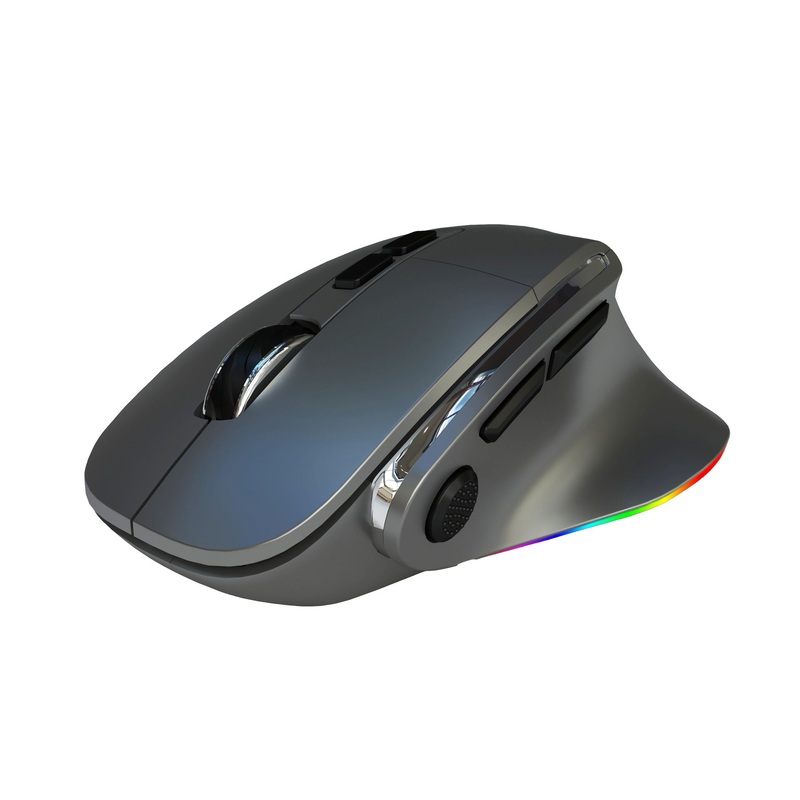 Ergonomic Vertical Wireless Mouse – Dual Mode (2.4G + Bluetooth), RGB Light, Rechargeable 500mAh Battery(Gray)