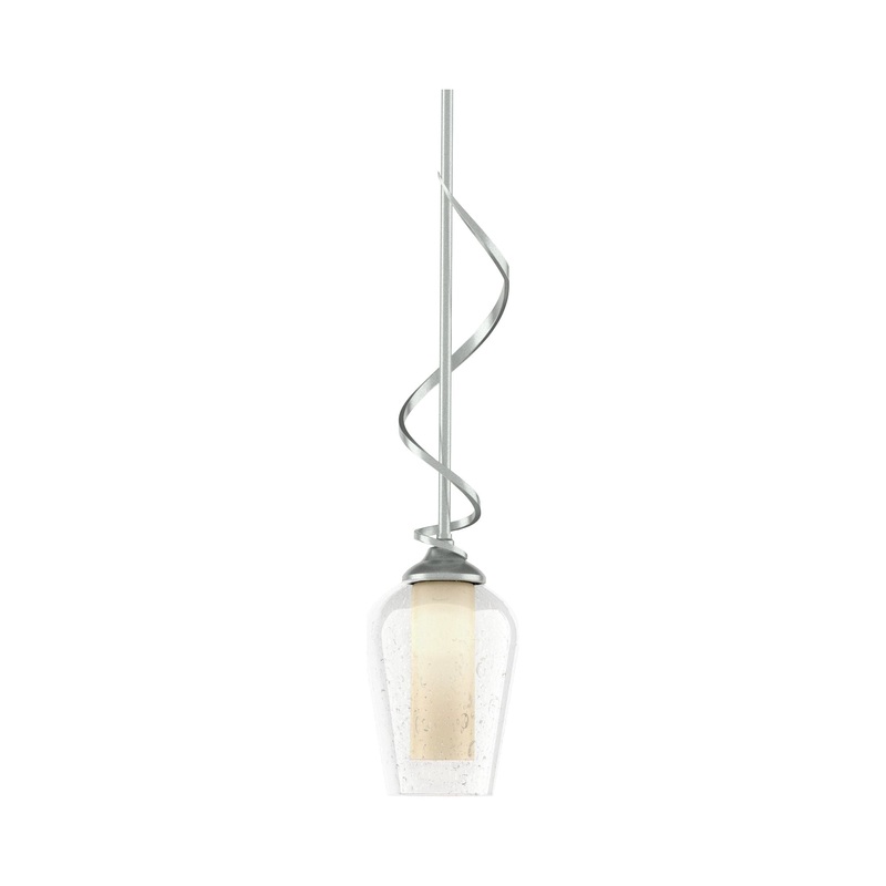 Flora Down Light Mini Pendant Vintage Platinum Seeded Glass with Opal Diffuser (ZS)