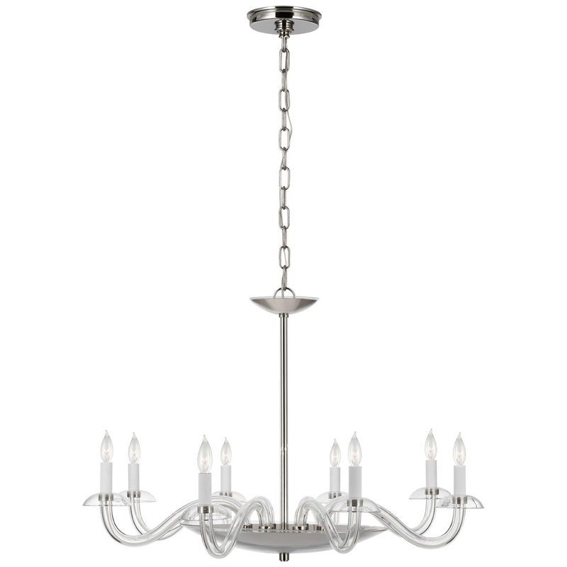LED Chandelier from the Brigitte Collection in Clear Glass And Polished Nickel Finish by Visual Comfort Signature