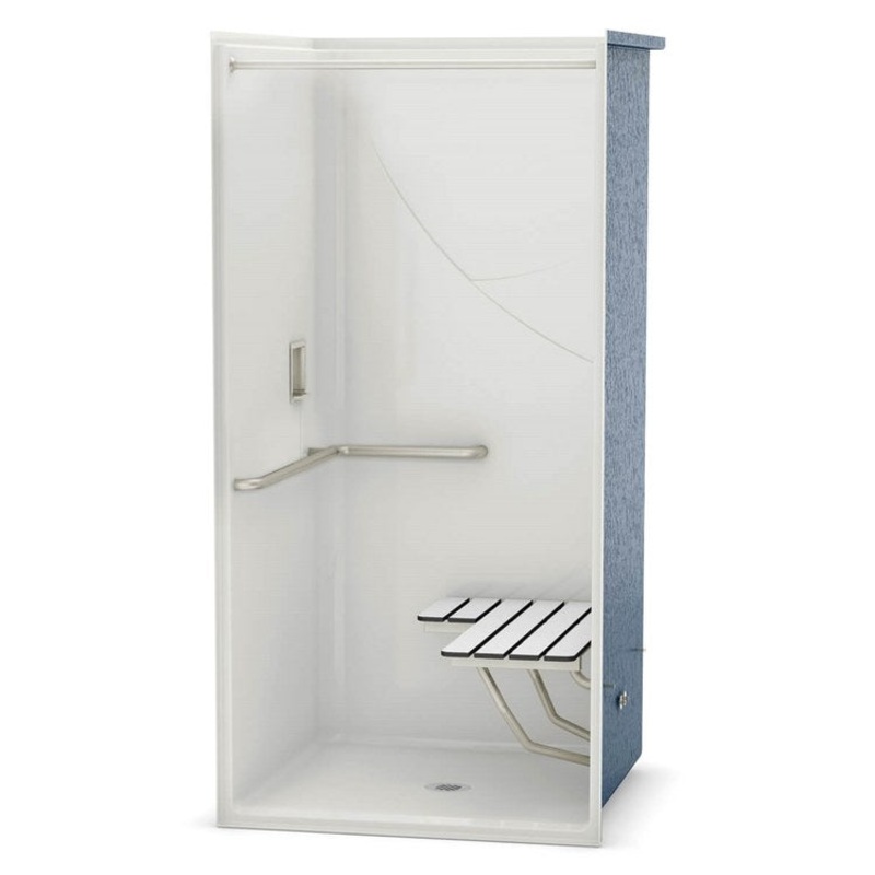 Shower Module 38-3/4 x 39 x 78-3/4 Inch AcrylX White ADA 1 Pieces Alcove Right Drain