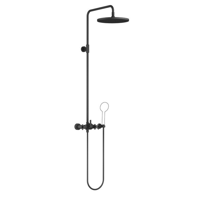 Shower Set TARA Exposed with Mixer Less Handshower 3 Cross/Lever Matte Black 1.8 Gallons per Minute