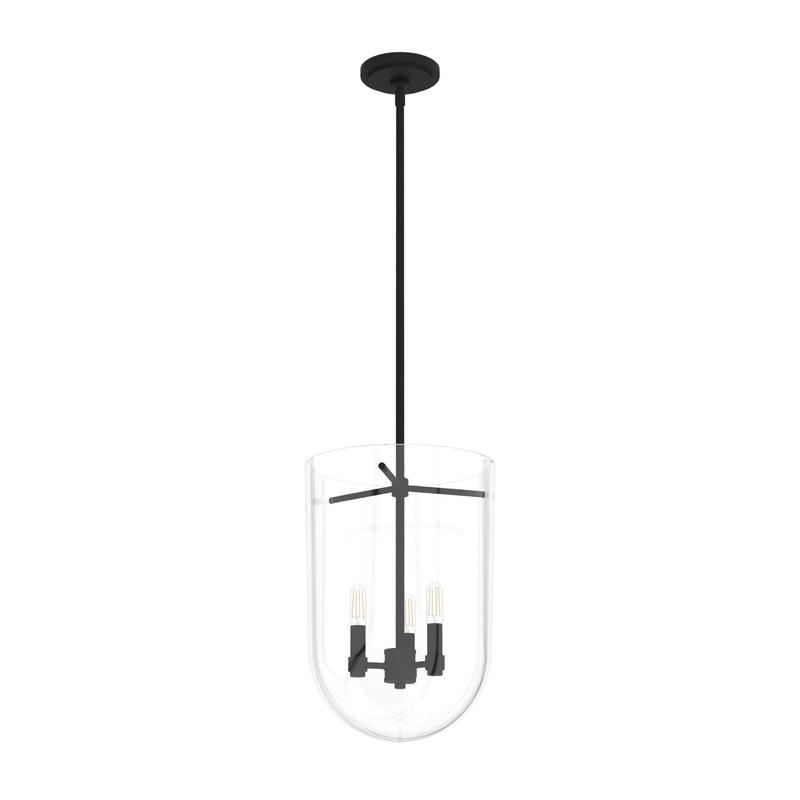 Three Light Pendant from the Sacha Collection in Natural Black Iron Finish by Hunter