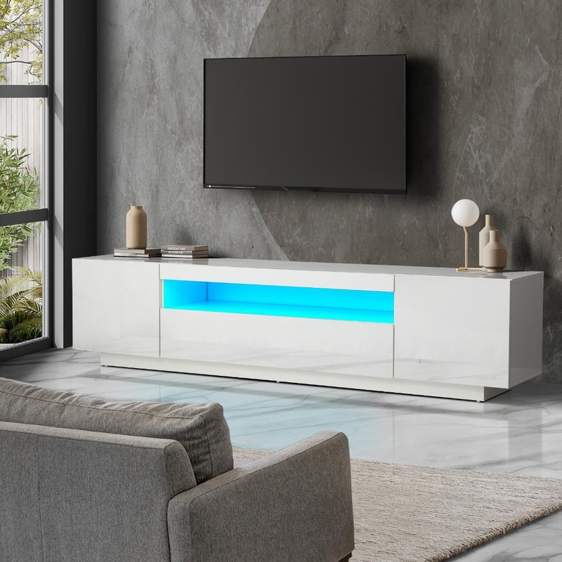 TV Cabinet Gloss RGB LED White 180CM