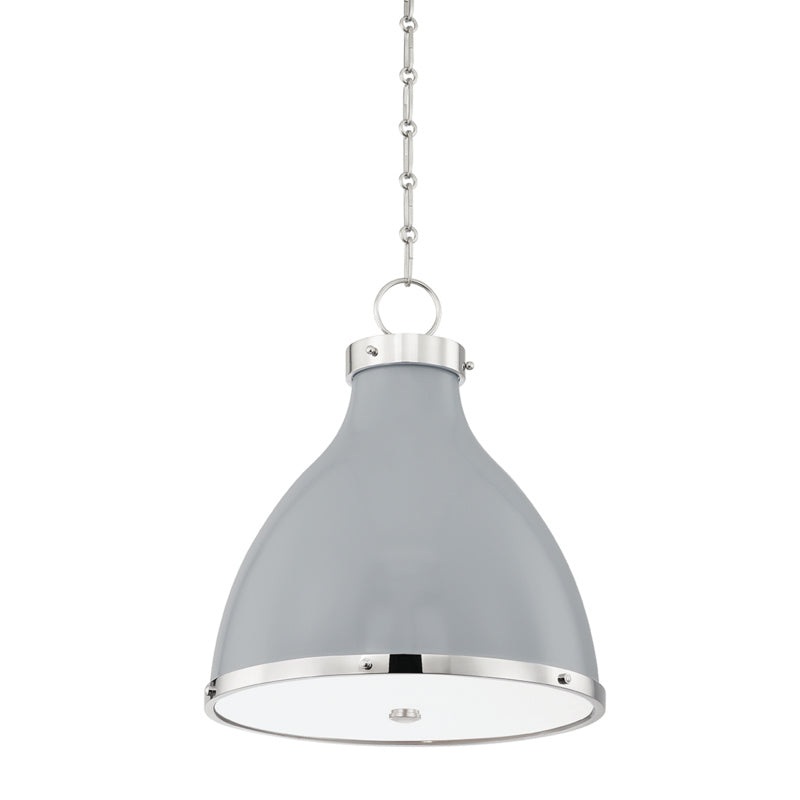 Two Light Pendant from the Painted No. 3 Collection in Polished Nickel/Parma Gray Combo Finish by Hudson Valley