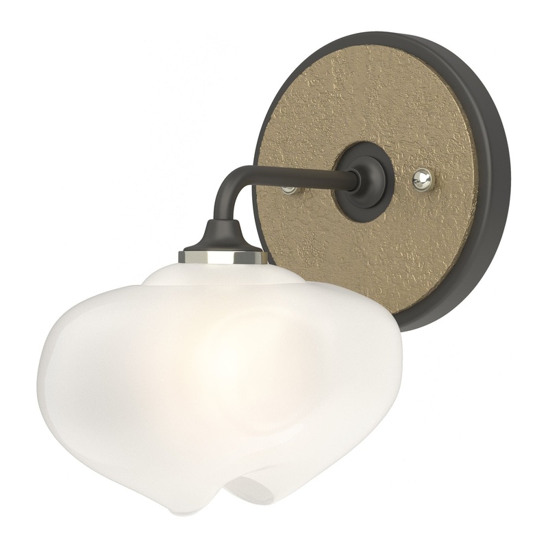 Ume 1-Light Curved Arm Bath Sconce Black Soft Gold