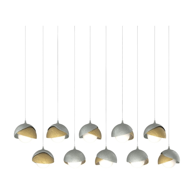 Brooklyn 10-Light Double Shade Pendant Vintage Platinum Modern Brass