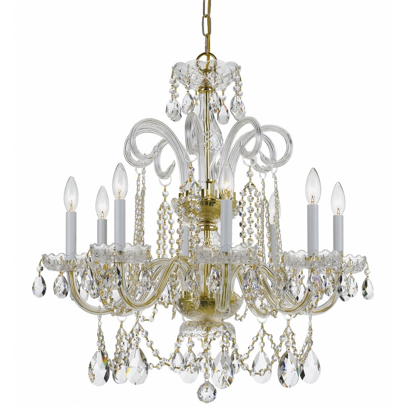 Crystorama 5008-PB-CL-S Traditional Crystal Eight Light Chandelier Polished Brass