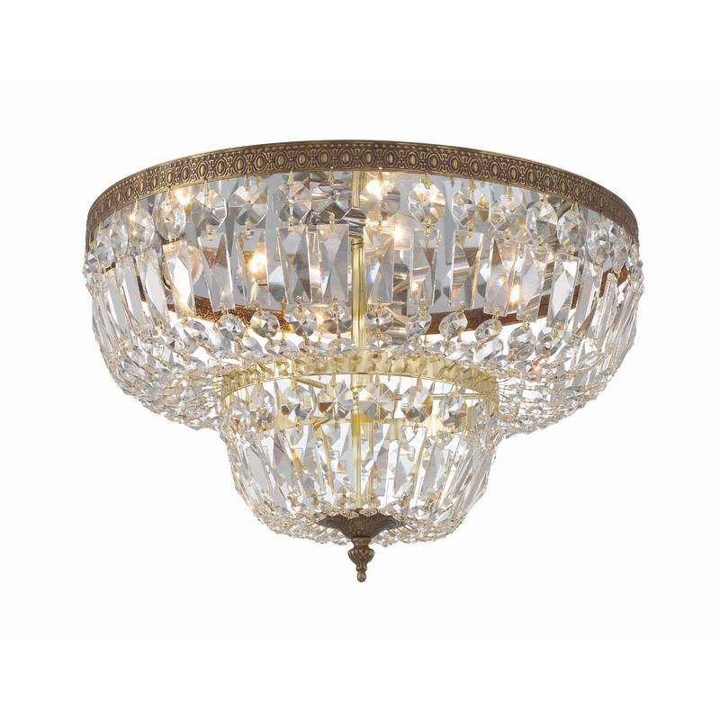 Crystorama 718-OB-CL-S Ceiling Mount Four Light Flush Mount Olde Brass