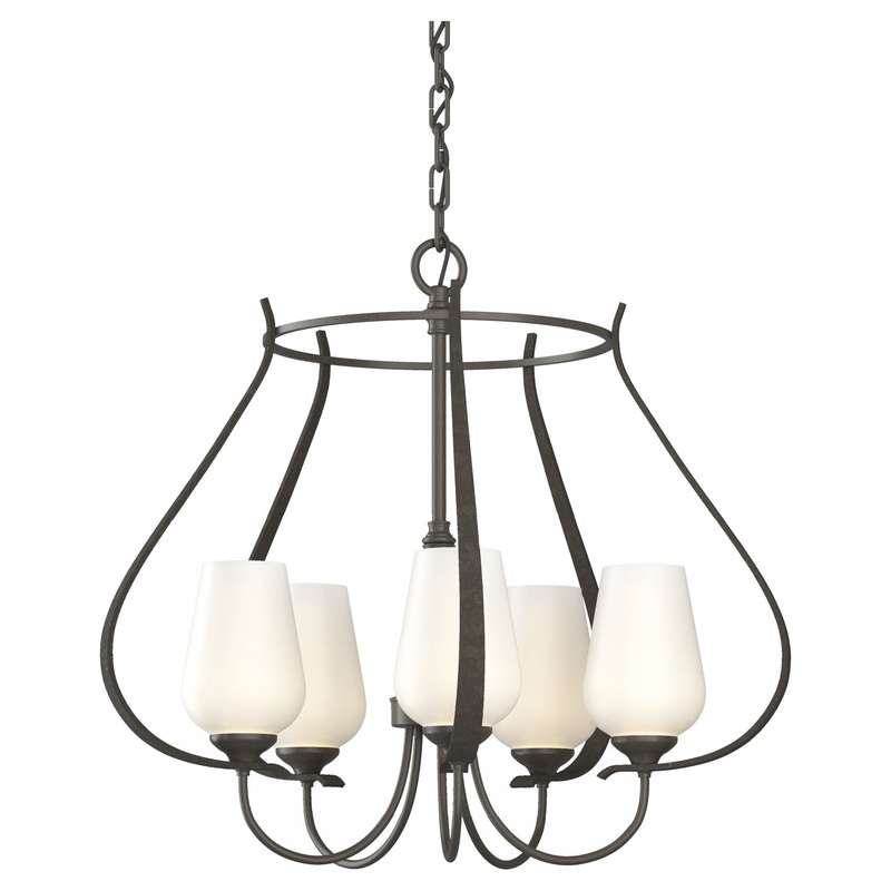 Flora 5-Arm Chandelier Dark Smoke Opal Glass (GG)