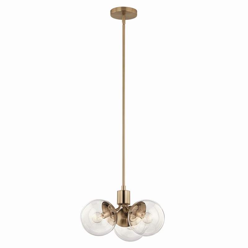 Kichler 52700CPZCLR Three Light Chandelier/Semi Flush, Champagne Bronze