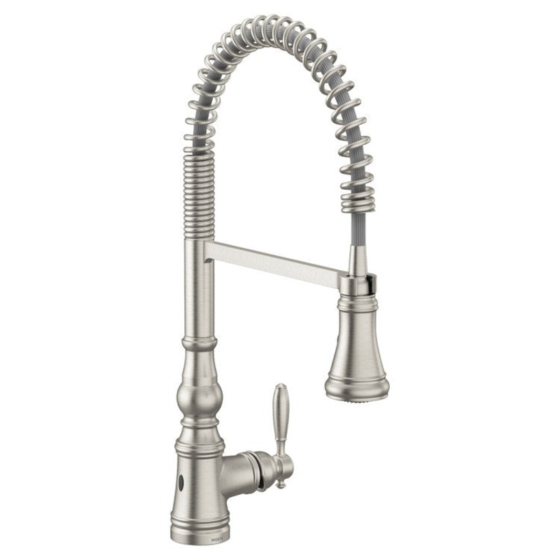Kitchen Faucet Weymouth Touchless Pre-Rinse Spring 1 Lever ADA CALGreen Spot Resist Stainless High Arc 1/3 Hole PowerBoost/MotionSense Wave 1.5 Gallons per Minute