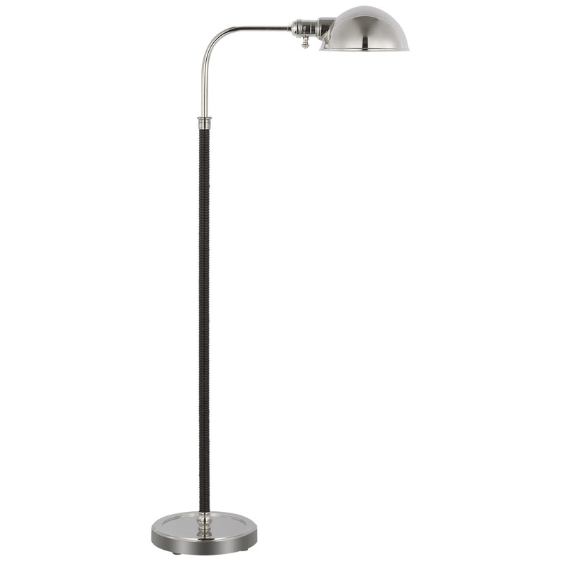 LED Floor Lamp from the Basden Collection in Polished Nickel And Black Rattan Finish by Visual Comfort Signature