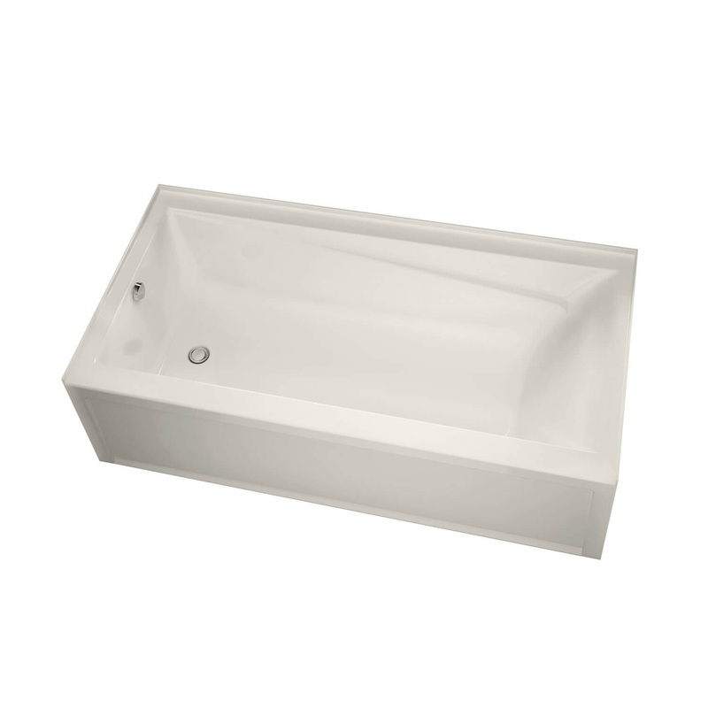 MAAX 105512-R-103-007 Exhibit 6032 IFS AFR Acrylic Alcove Right-Hand Drain Aeroeffect Bathtub in Biscuit
