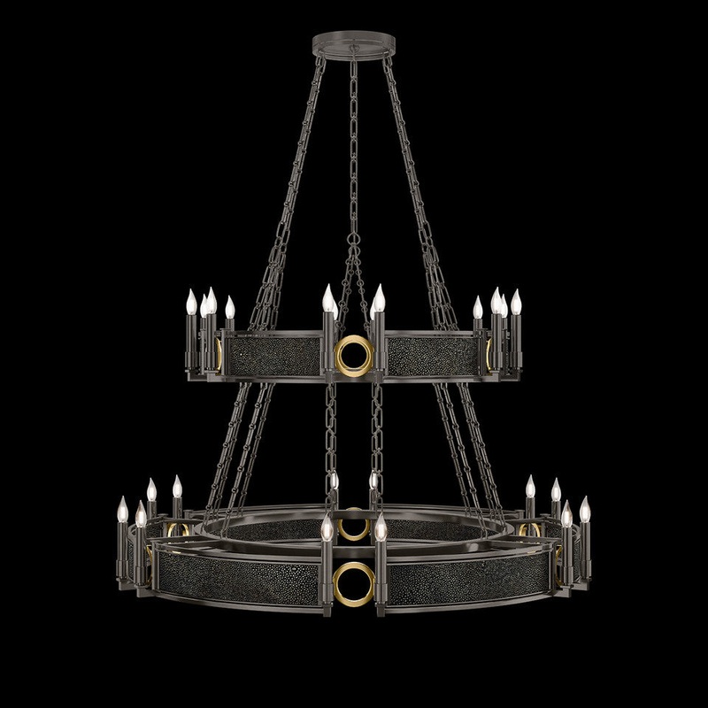Mirage 50″W Round Chandelier Midnight Steel/Brass/Black Knight