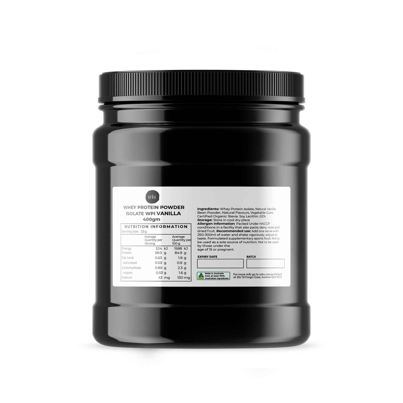 Orku 400g Whey Protein Isolate Powder  Vanilla WPI Jar | Sports Food