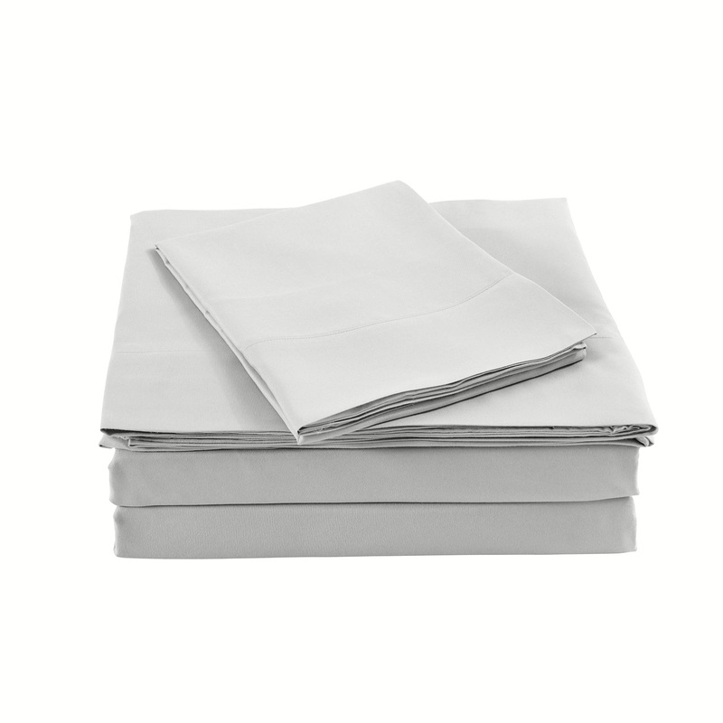 Royal Comfort Bamboo Blended Sheet & Pillowcases Set 1000TC Ultra Soft Bedding – King – Light Grey