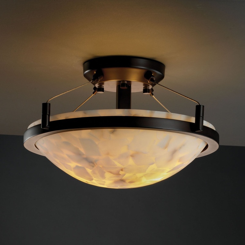 Semi-Flush Mount from the Alabaster Rocks! Collection in Dark Bronze Finish by Justice Designs