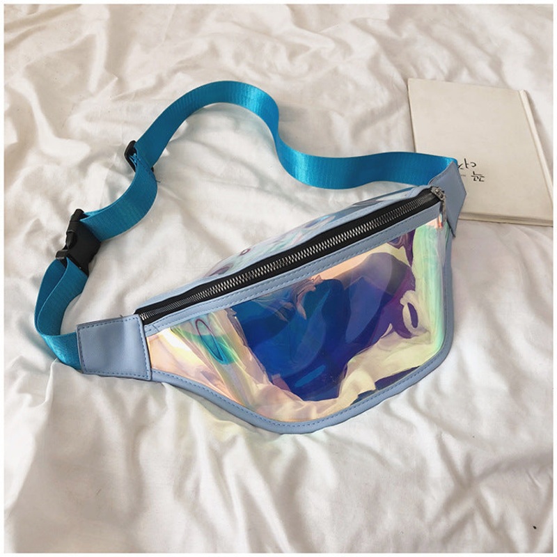 Blue Transparent Waist Bag – Shiny Laser Waist Bag Crossbody Bag