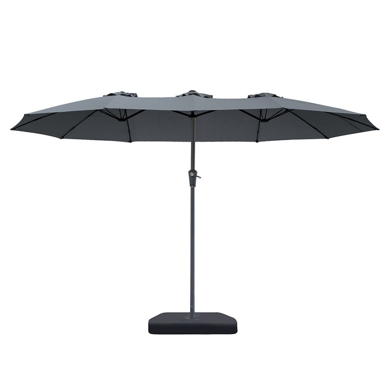 Centra 4.5M Double-sided Patio Umbrella Outdoor Umbrella Base Stand Grey
