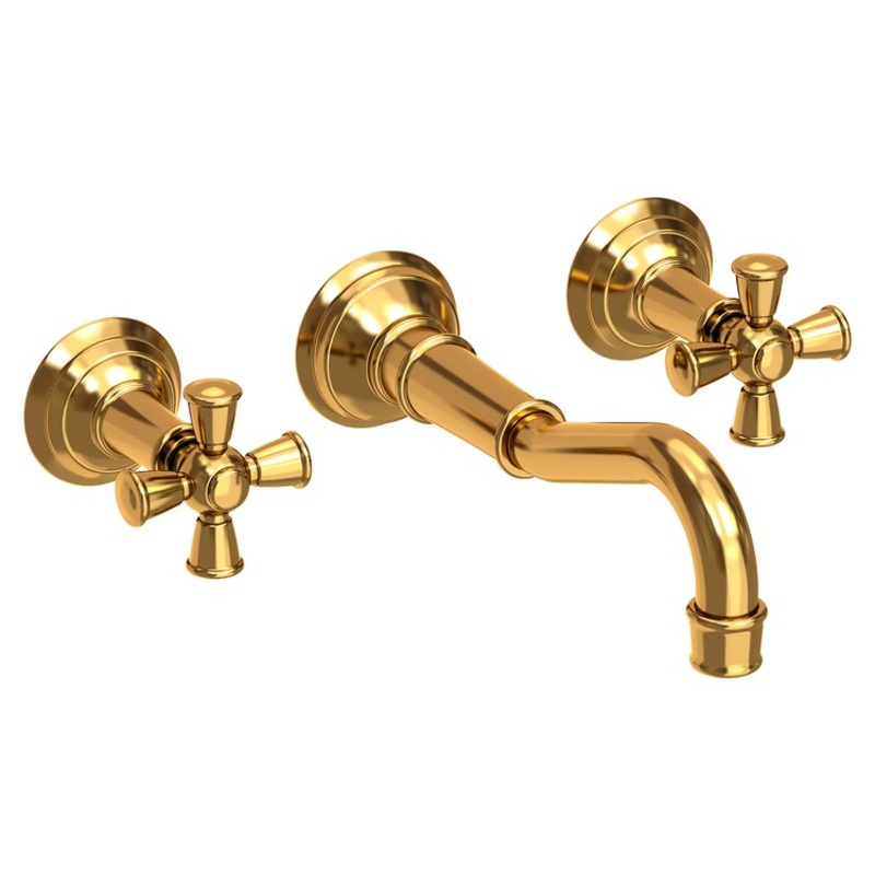 Lavatory Trim Jacobean Wall Mount 2 Cross Aged Brass ADA Low Arc 1.2 Gallons per Minute
