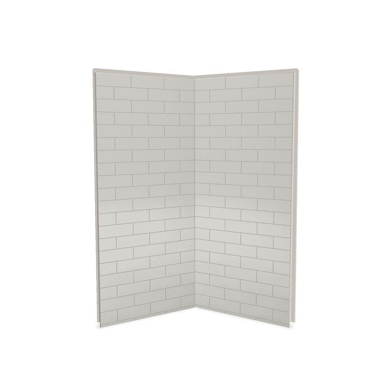 MAAX 103378-301-500 Utile 3636 Composite Direct-to-Stud Two-Piece Corner Shower Wall Kit in Metro Soft Grey