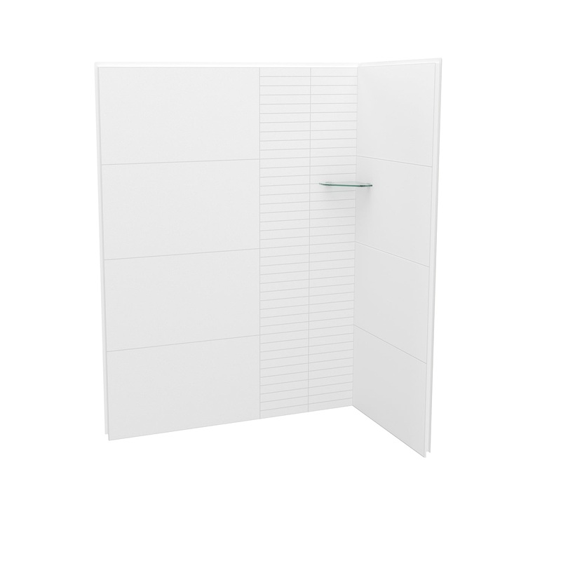 MAAX 107465-306-513 Utile 6032 Composite Direct-to-Stud Two-Piece Corner Shower Wall Kit in Erosion Bora White