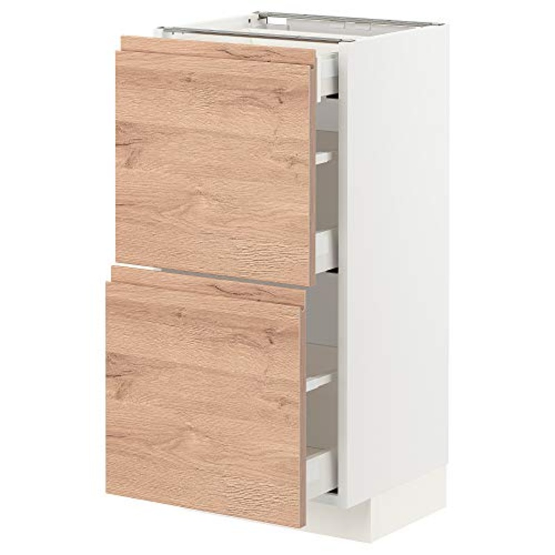 METOD/MAXIMERA base cabina con 2 frontali/3 cassetti 40×39.1×88 cm bianco/effetto rovere Voxtorp