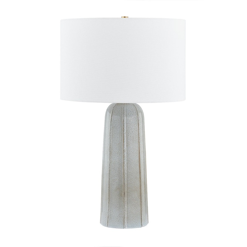 One Light Table Lamp from the Kel Collection in Aged Brass/ Ceramic Reactive Ash Finish by Mitzi